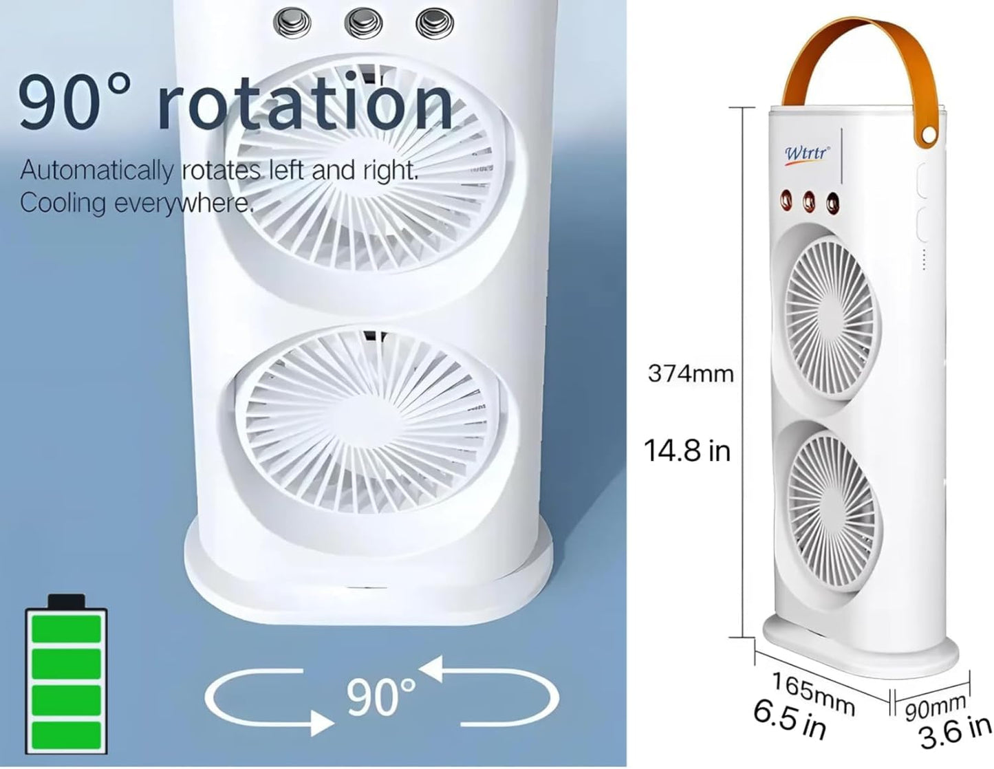 White Portable Cooling Cooler Fan With Remote Control