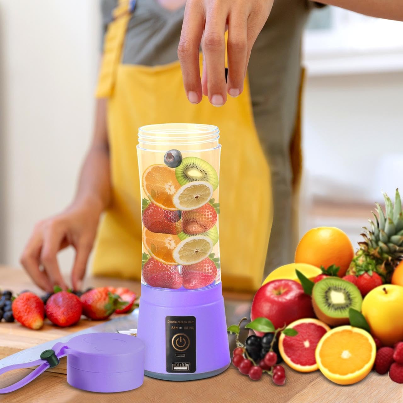 Portable 6-Blade Electric Juicer Blender |Juicer Mixer Bottle| USB Rechargeable |Personal Size Juicer Grinder, Shakes and Smoothies