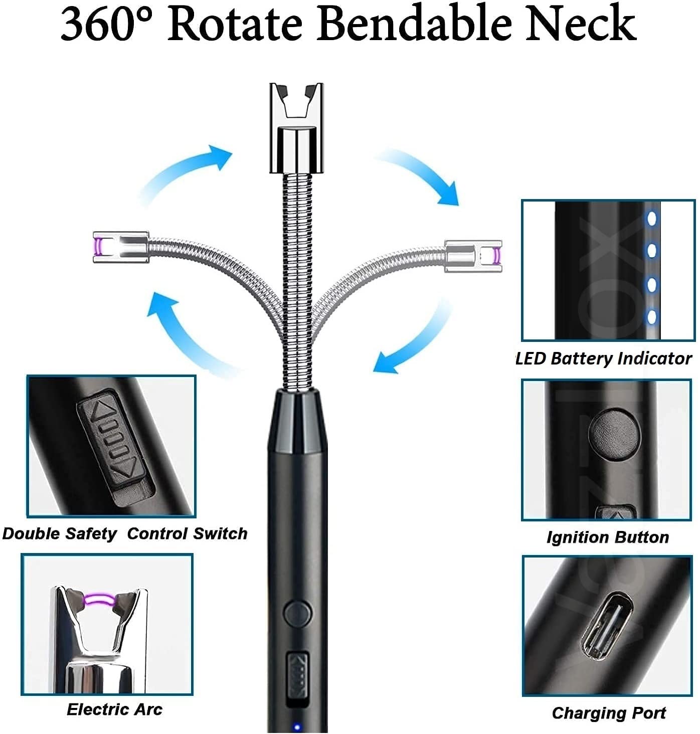 Stainless Steel Electric Rechargeable Gas Lighter