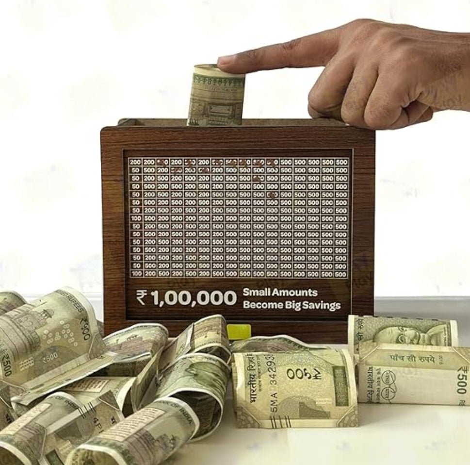 Wooden Piggy Bank | One Lakh Saving Box | Small Amount Becomes Big Savings