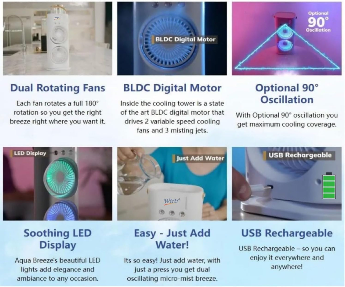 White Portable Cooling Cooler Fan With Remote Control